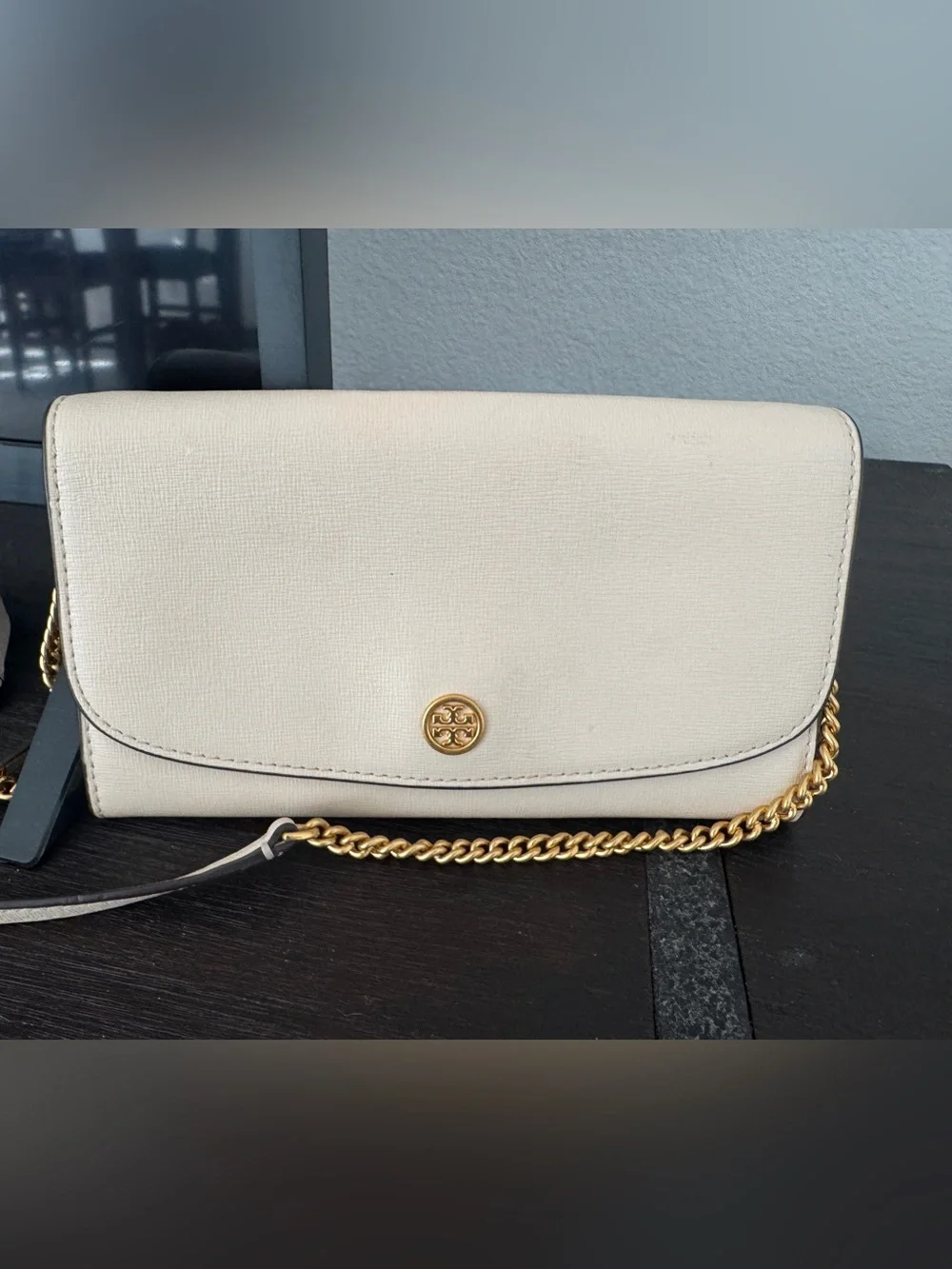 Tory Burch Cream Leather Chain Crossbody Bag